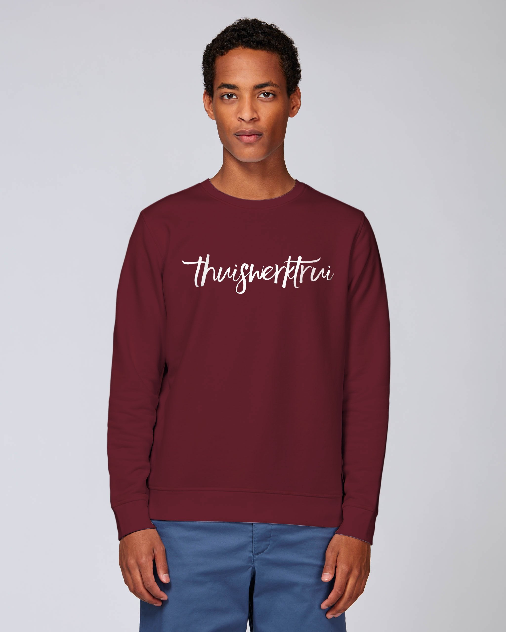 Sweatshirt met speelse opdruk ' thuiswerktrui' - Witte opdruk Sweatshirt met speelse opdruk ' thuiswerktrui' - Witte opdruk