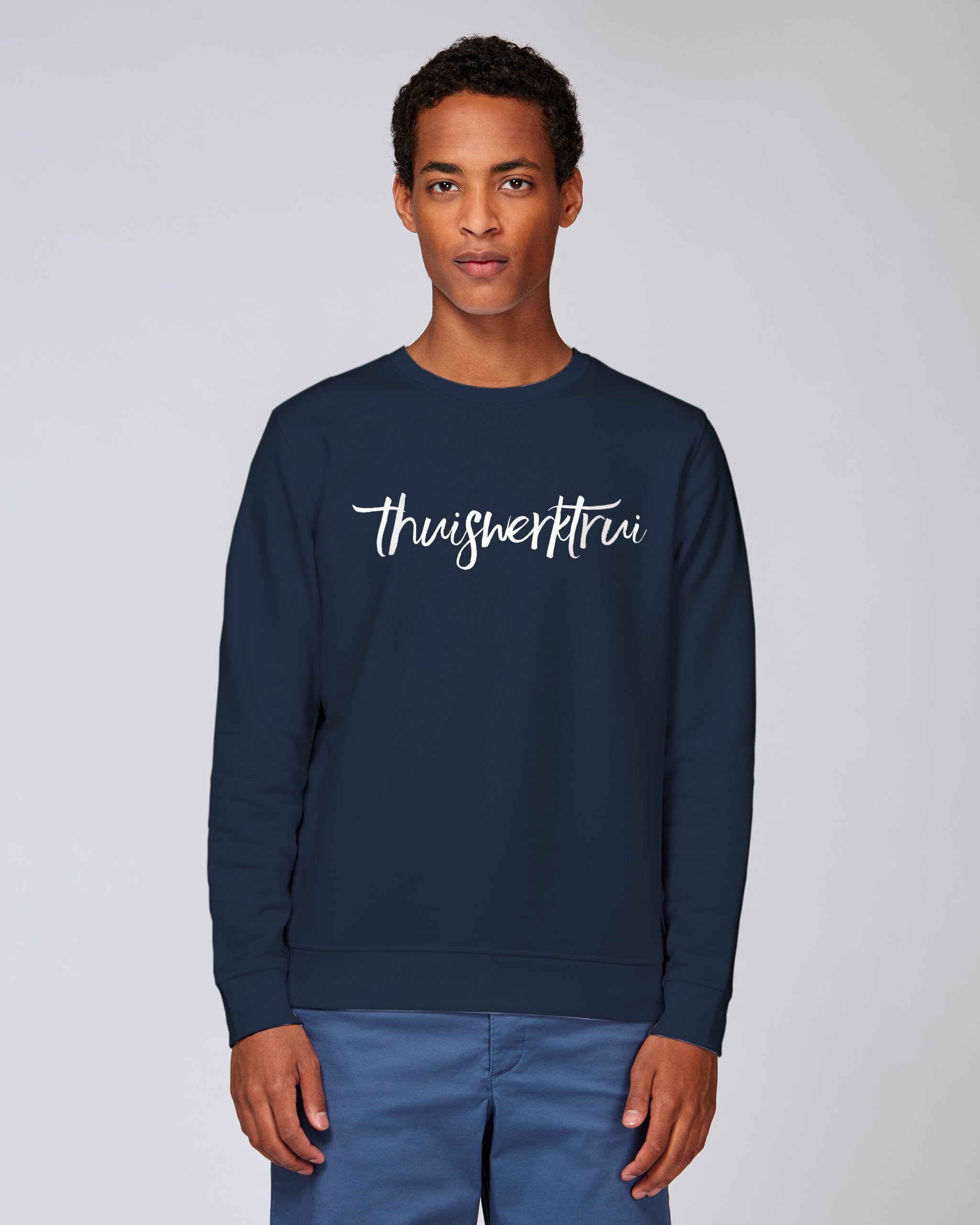 Sweatshirt met speelse opdruk ' thuiswerktrui' - Witte opdruk Sweatshirt met speelse opdruk ' thuiswerktrui' - Witte opdruk