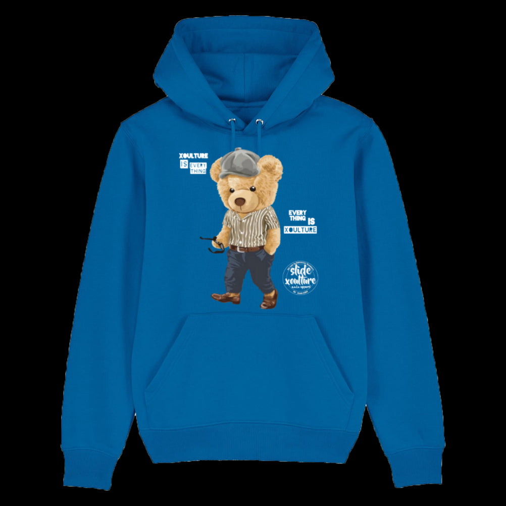 Slide Xoulture: Teddy Bear Xoulture 1. in blue Unisex Eco-Premium Hoodie Sweatshirt | Stanley/Stella Cruiser STSU822