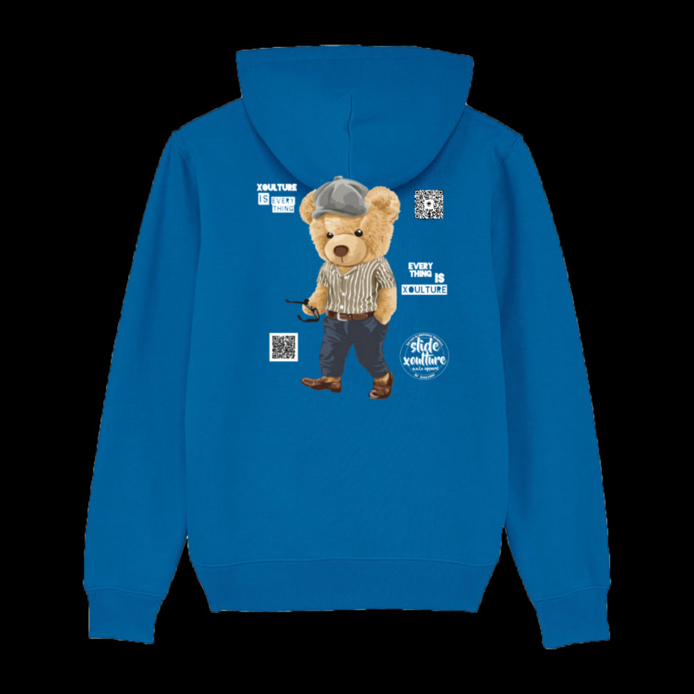 Slide Xoulture: Teddy Bear Xoulture 1. in blue Unisex Eco-Premium Hoodie Sweatshirt | Stanley/Stella Cruiser STSU822