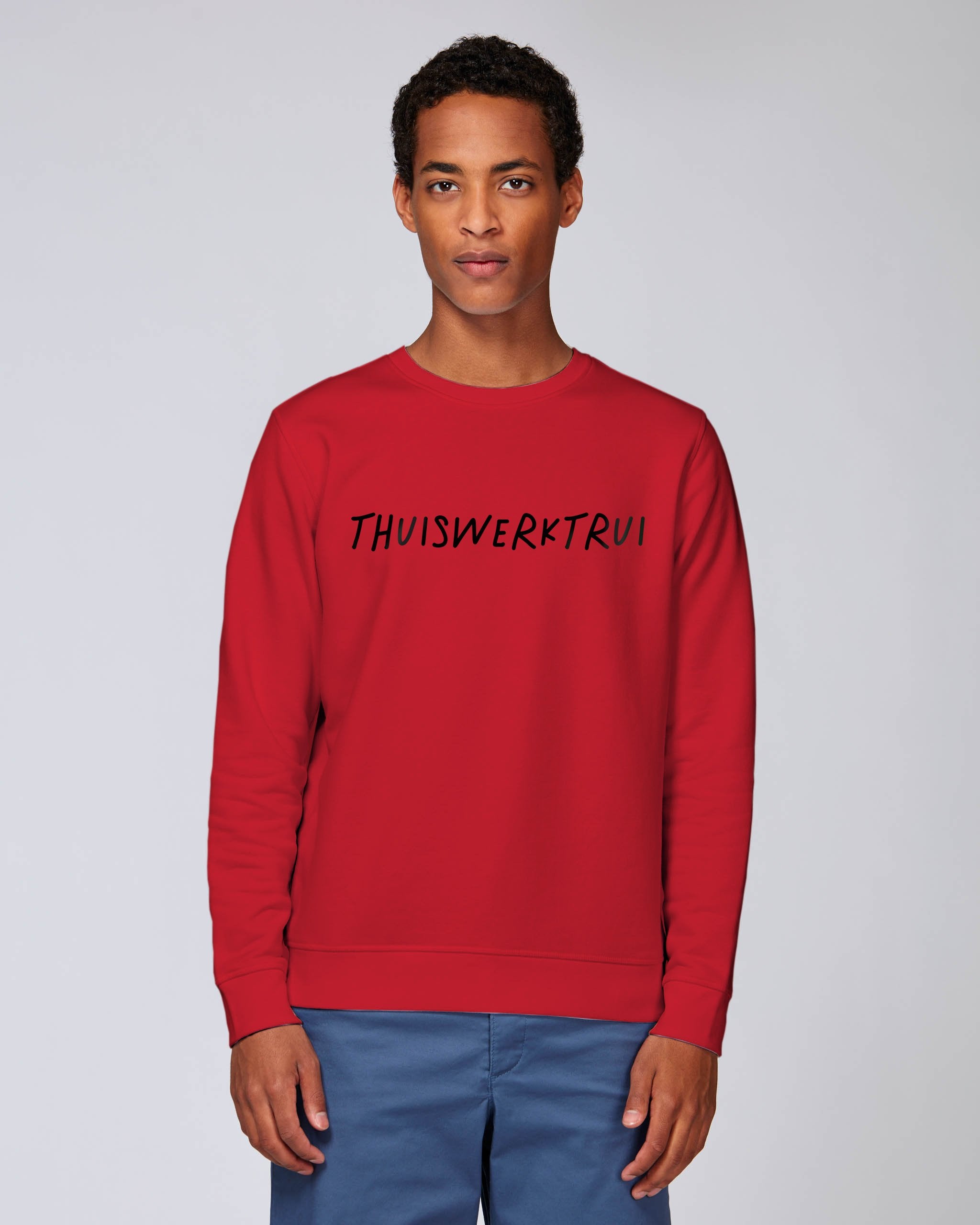 Sweatshirt met geschreven opdruk 'thuiswerktrui' - Zwart opdruk